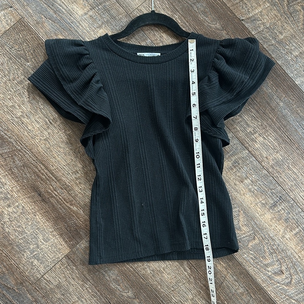 Zara Black Ruffle Sleeve Top - Picture 11 of 11
